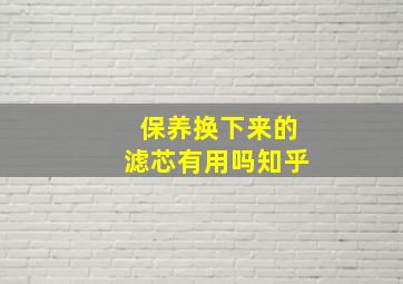 保养换下来的滤芯有用吗知乎