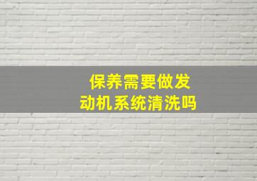 保养需要做发动机系统清洗吗