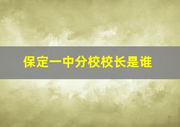 保定一中分校校长是谁