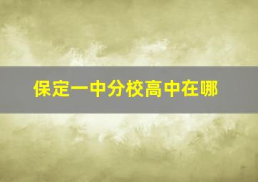 保定一中分校高中在哪