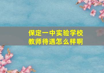 保定一中实验学校教师待遇怎么样啊