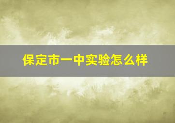 保定市一中实验怎么样