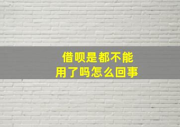 借呗是都不能用了吗怎么回事