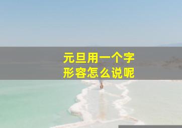 元旦用一个字形容怎么说呢