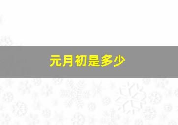 元月初是多少