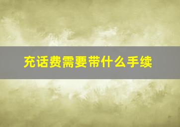 充话费需要带什么手续