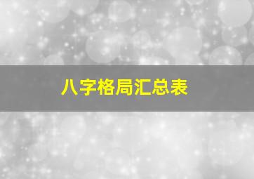 八字格局汇总表