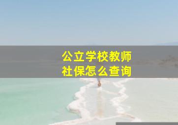 公立学校教师社保怎么查询