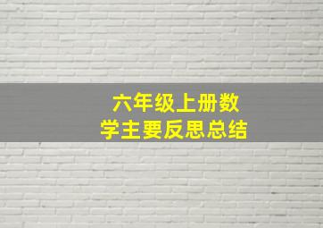 六年级上册数学主要反思总结