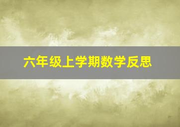 六年级上学期数学反思