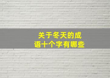 关于冬天的成语十个字有哪些