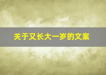 关于又长大一岁的文案