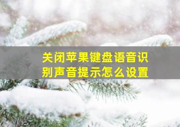 关闭苹果键盘语音识别声音提示怎么设置