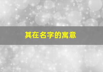 其在名字的寓意