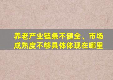 养老产业链条不健全、市场成熟度不够具体体现在哪里