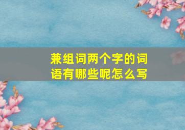 兼组词两个字的词语有哪些呢怎么写