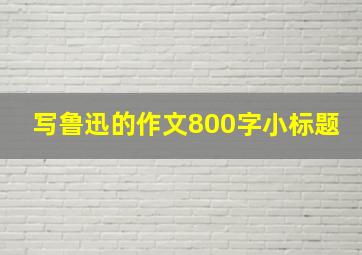 写鲁迅的作文800字小标题