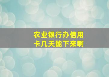 农业银行办信用卡几天能下来啊