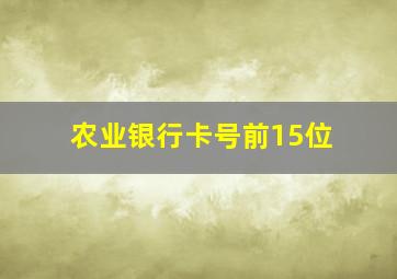 农业银行卡号前15位