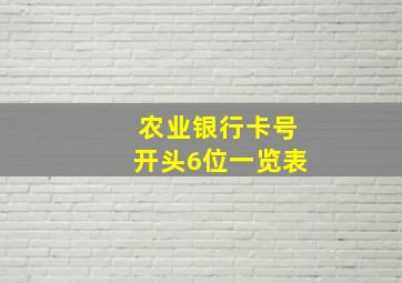 农业银行卡号开头6位一览表