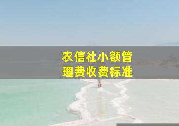 农信社小额管理费收费标准