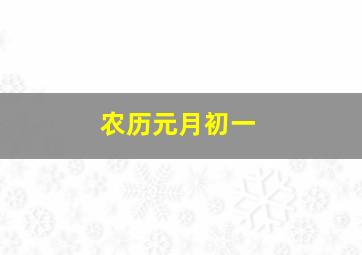 农历元月初一