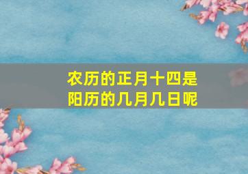 农历的正月十四是阳历的几月几日呢