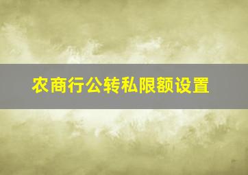 农商行公转私限额设置