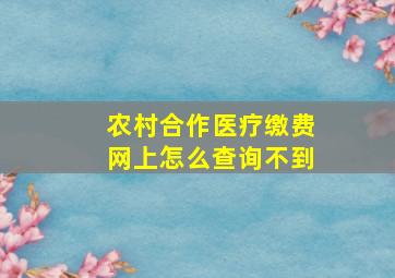 农村合作医疗缴费网上怎么查询不到