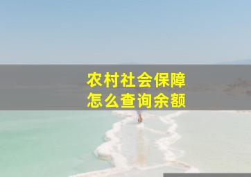 农村社会保障怎么查询余额