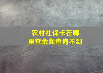 农村社保卡在哪里查余额查询不到