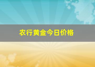 农行黄金今日价格