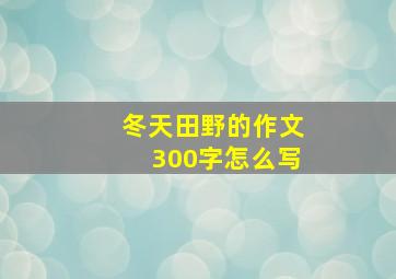 冬天田野的作文300字怎么写