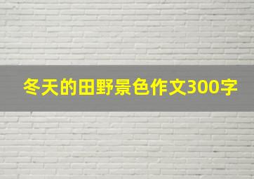 冬天的田野景色作文300字