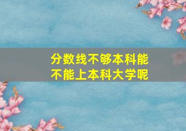 分数线不够本科能不能上本科大学呢