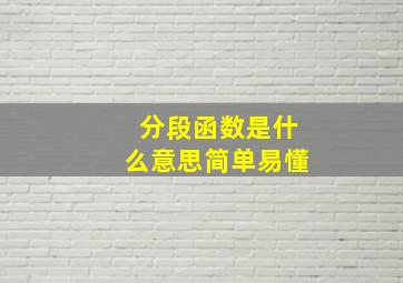 分段函数是什么意思简单易懂