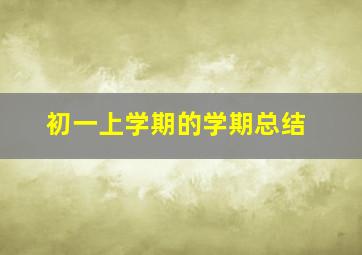 初一上学期的学期总结