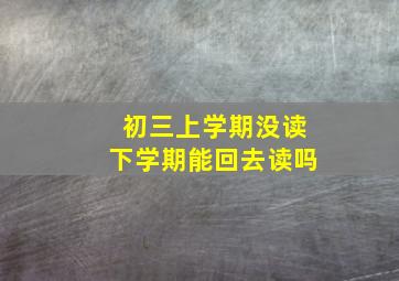 初三上学期没读下学期能回去读吗