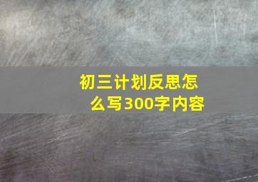 初三计划反思怎么写300字内容