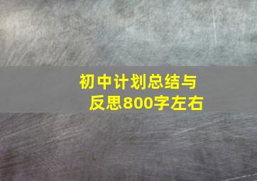 初中计划总结与反思800字左右