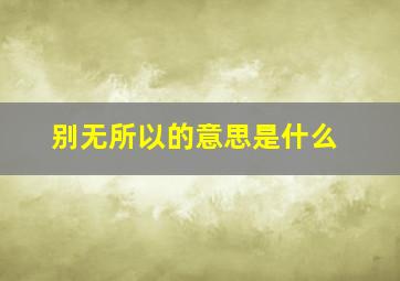 别无所以的意思是什么