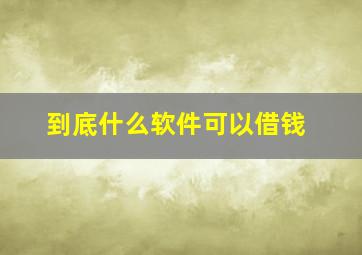 到底什么软件可以借钱