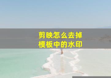 剪映怎么去掉模板中的水印