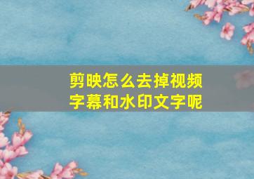 剪映怎么去掉视频字幕和水印文字呢