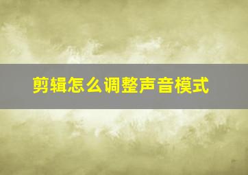 剪辑怎么调整声音模式