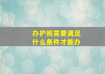 办护照需要满足什么条件才能办