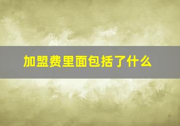 加盟费里面包括了什么