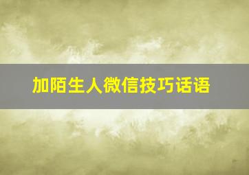 加陌生人微信技巧话语