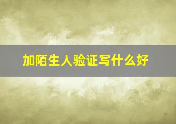 加陌生人验证写什么好