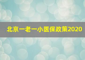 北京一老一小医保政策2020